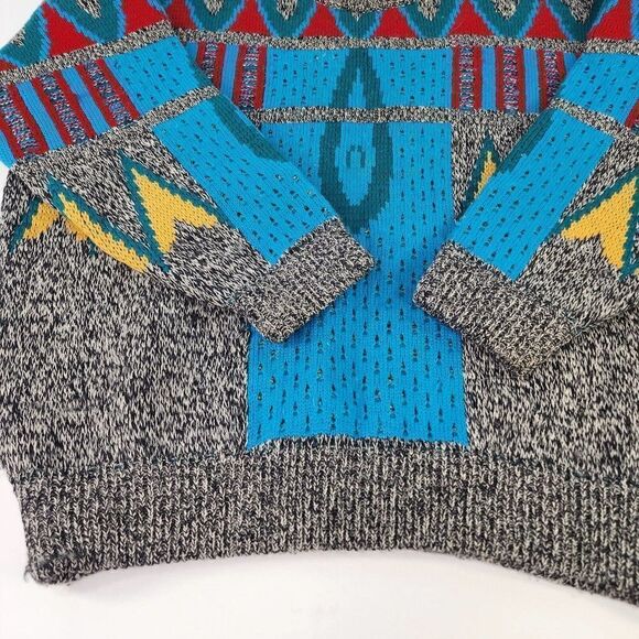 COOGI Australia Men's Wool Knit Sweaters Size M Gray Geometric Crewneck pullover - Picture 6 of 12